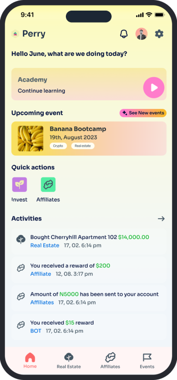 perry app home screenshot